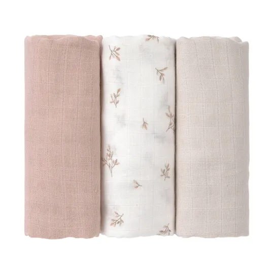 Lässig Swaddle & Burp Doeken - Miracle Of Nature Leaves - 3 Stuks - 80 x 80 cm
