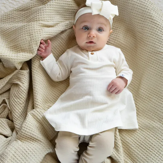 Klein Baby Jurk Rib - Natural White