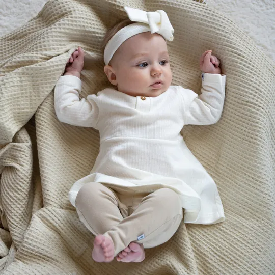 Klein Baby Kleid Ripp - Natural White