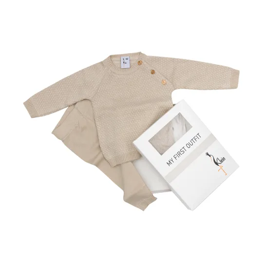 Klein Baby Pakje – Knitted - Beige Sand