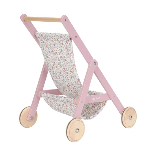 Little Dutch Puppenbuggy – Soft Flowers – Rosa (Holz)