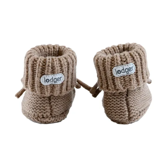 Lodger Buffalo Hausschuhe – Merinowolle – 0–6 Monate – Beige
