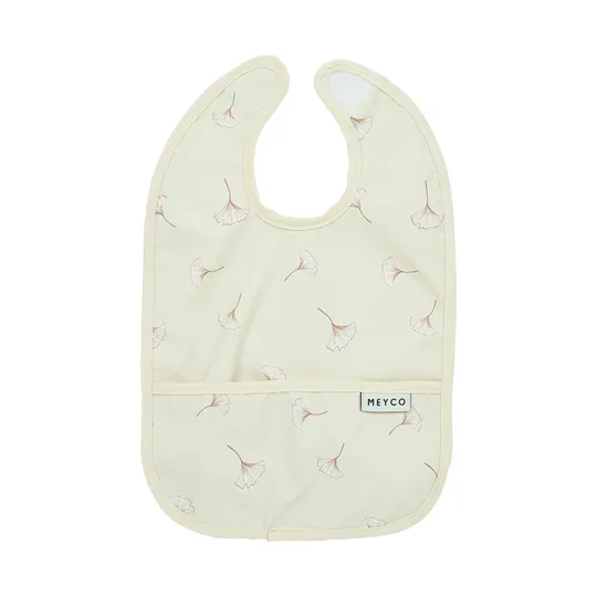 Meyco Baby Gingko Lätzchen mit Auffangschale - 2er-Pack - Soft Sand