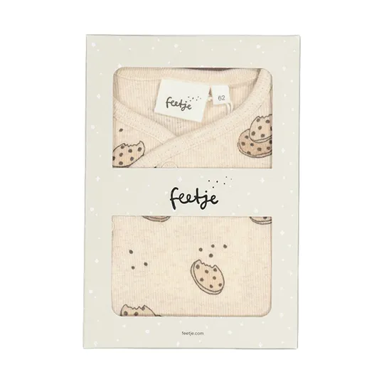 Feetje Geschenkset 1-delig pak + muts - Offwhite Melange