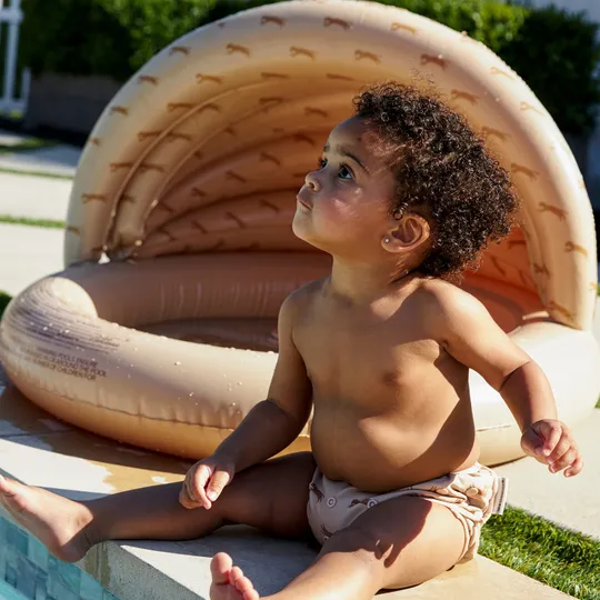 Swim Essentials Beige Luipaard Kinderzwembad Met Zonnescherm- Ø100 cm