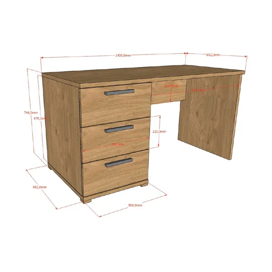Vipack Schreibtisch - Sam - Eiche