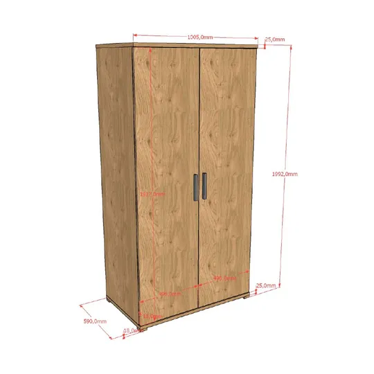 Vipack Sam 2-türiger Kleiderschrank - Eiche