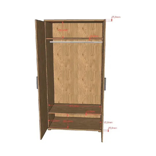 Vipack Sam 2-türiger Kleiderschrank - Eiche