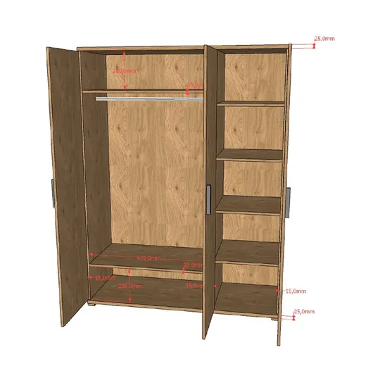 Vipack Sam 3-türiger Kleiderschrank - Eiche