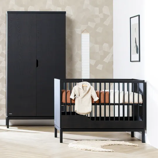 Kidsmill Savi Babybett Schwarz Eiche 60 x 120 cm