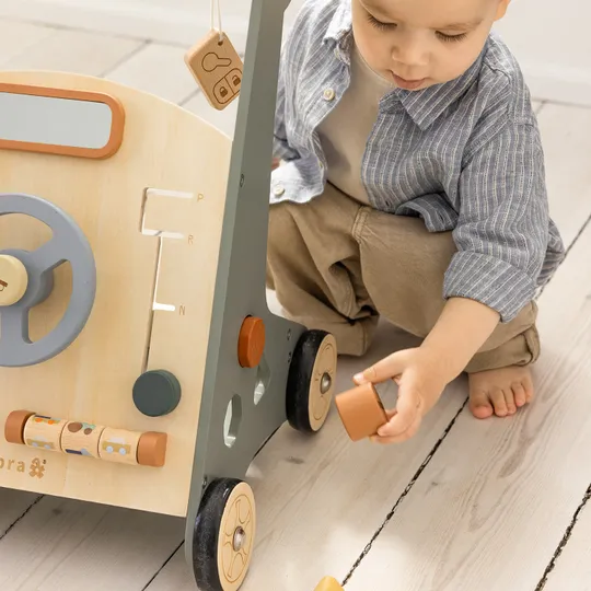 Sebra Houten Loopwagen - Blauw