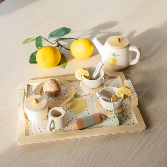 Jabadabado Houten Theeservies - Afternoon Tea - Lemon