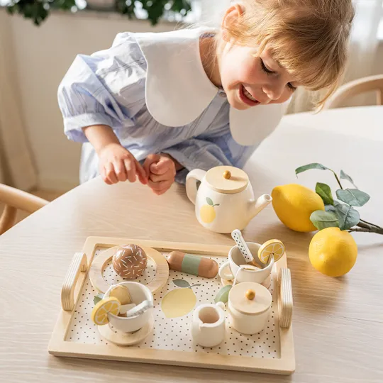 Jabadabado Houten Theeservies - Afternoon Tea - Lemon
