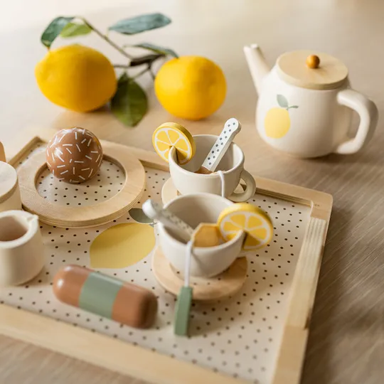 Jabadabado Houten Theeservies - Afternoon Tea - Lemon