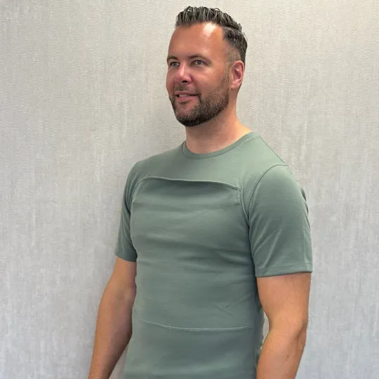 Womboo Buidelshirt - Man - Maat L - Groen / Grijs