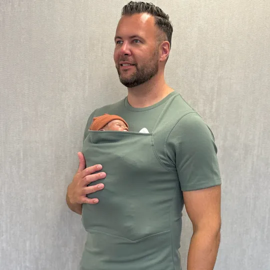Womboo Buidelshirt - Man - Maat L - Groen / Grijs