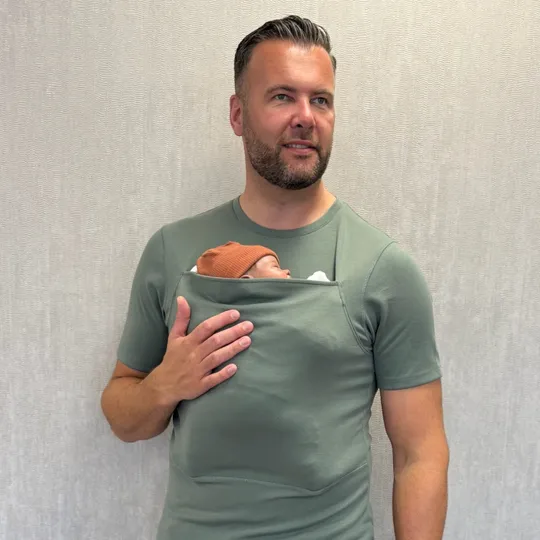 Womboo Buidelshirt - Man - Maat L - Groen / Grijs