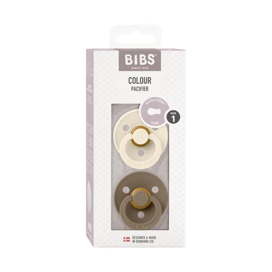 BiBs Fopspeen - Rond - 2 Stuks - 0-6 Mnd - Dark Oak/Ivory