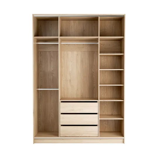 Vox Stor Kledingkast 160 x 225 cm - Comfort - Oak/Sand Beige - Metaal Rose Gold + Side Cabinet