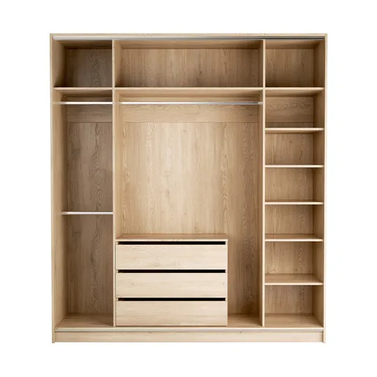 Vox Stor Kledingkast 200 x 225 cm - Comfort - Oak/Sand Beige - Oak + Side Cabinet