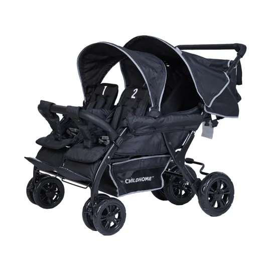 Childhome Kinderwagen - Quadruple - 4 Kinder - Schwarz