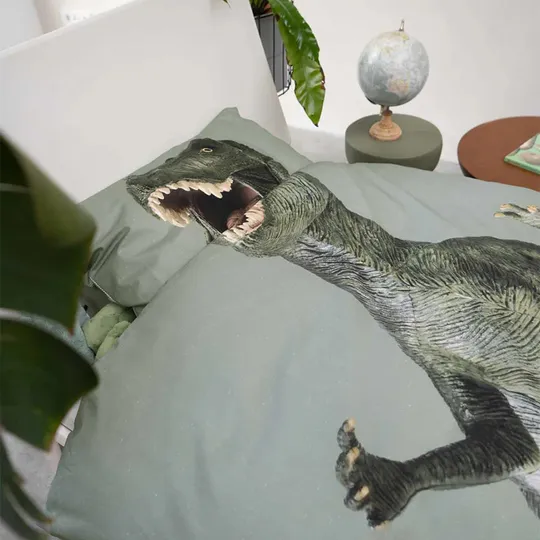 Snurk Bettbezug – Dino Jurassic – 140 x 200/220 cm – Grün
