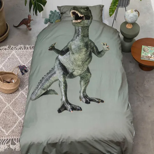 Snurk Bettbezug – Dino Jurassic – 140 x 200/220 cm – Grün