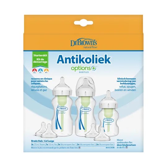 Dr. Brown's Options+ Anti-colic Startpakket Brede Halsfles