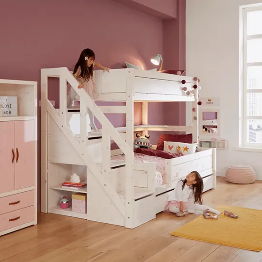 LIFETIME Kidsrooms Family Etagenbett mit Treppenschrank – Premium – 90/140 x 200 cm
