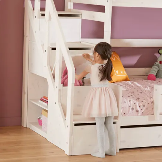LIFETIME Kidsrooms Family Etagenbett mit Treppenschrank – Premium – 90/140 x 200 cm