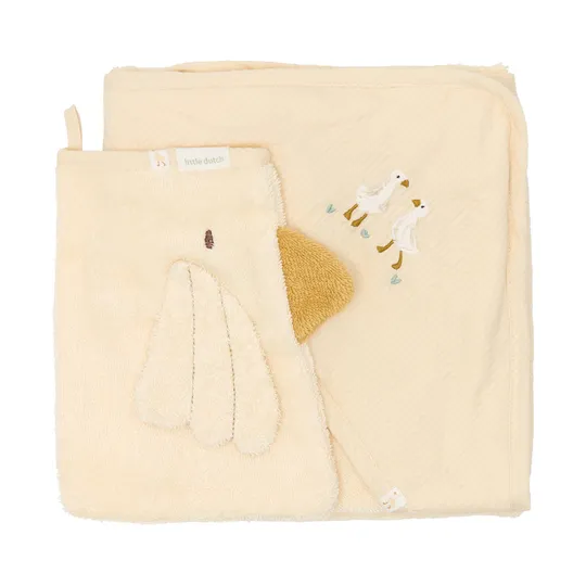 Little Dutch Giftbox - Little Goose - Badecape + Waschlappen - 75 x 75 cm & 14 x 21 cm