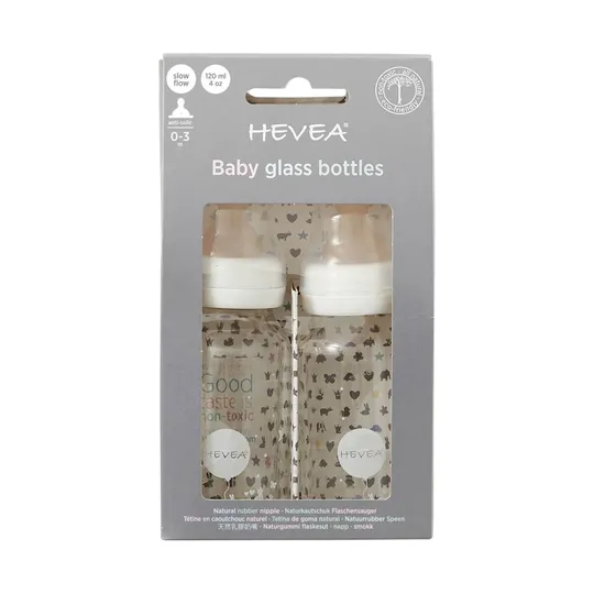 Hevea Glazen Fles 120 ml 2 Stuks