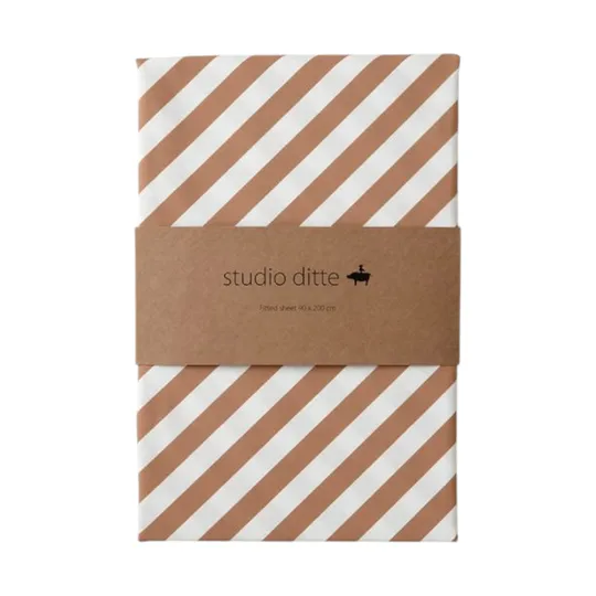 Studio Ditte Spannbettlaken - Streifen - 70 x 150 cm - Karamell