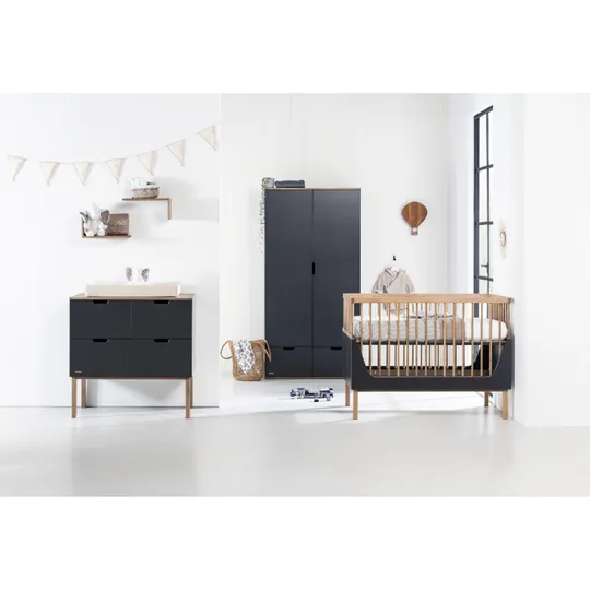 Kidsmill Sepp Babyzimmer Anthrazit/Buche