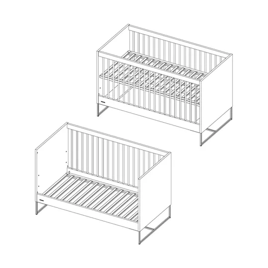 Kidsmill Intense II Babykamer Wit / Zwart | Ledikant 70 x 140 cm + Commode 3L + Kast 2-Deurs