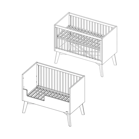 Kidsmill Sixties Babyzimmer Mattweiß / Walnuss