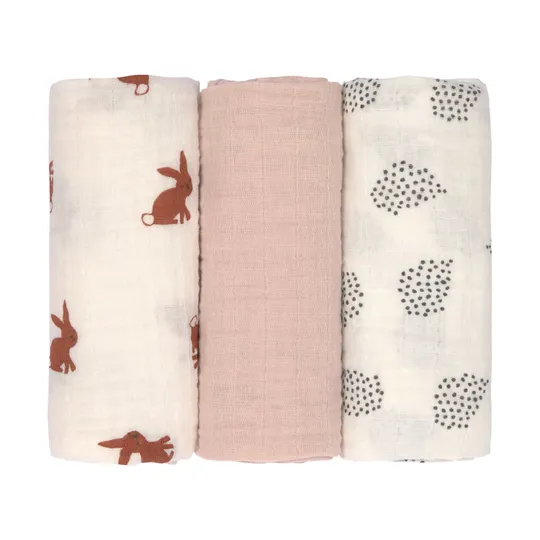 Laessig Little Forest Rabbit Wickeltuch 3 Stück