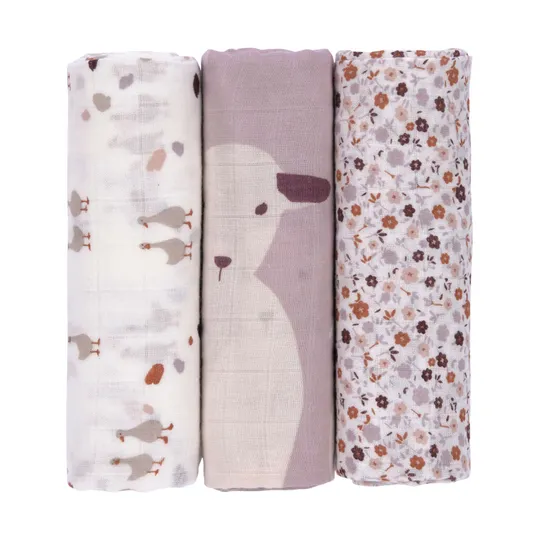 Laessig Tiny Farmer Explorer Flowers Swaddle 3 Stück
