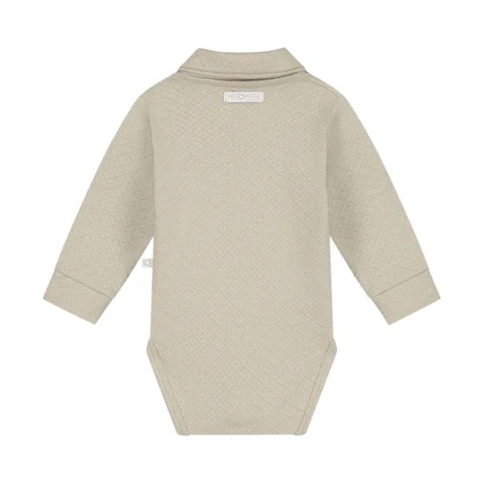 Mats & Merthe Noah Romper Met Kraag Lange Mouw light Brown 1 Mnd