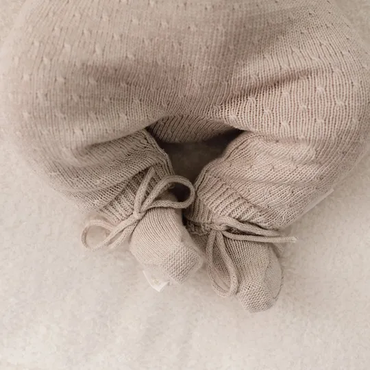 Little Dutch Strick-Babystrampler - Soft Beige Melange