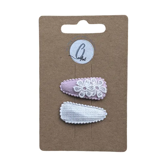 Ootje Kadootje Babyhaarclipjes - 2 Stuks - Pailletten Bloem Roze/Zilver