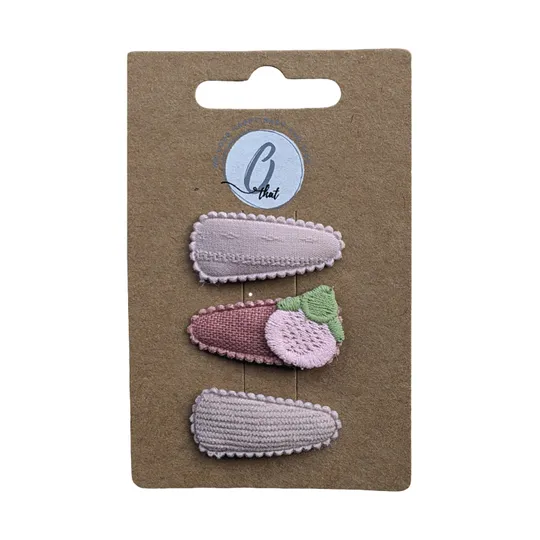 Ootje Kadootje Babyhaarclipjes - 3 Stuks - Fruit Perzik/Roze/Nude