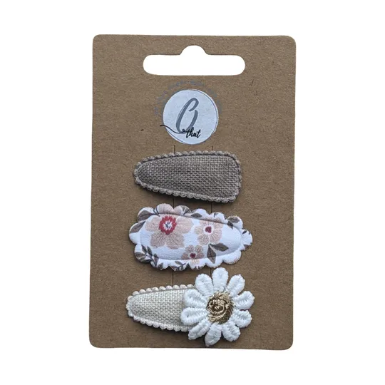 Ootje Kadootje Babyhaarclipjes - 3 Stuks - Schulpbloem/Bruin/Margriet