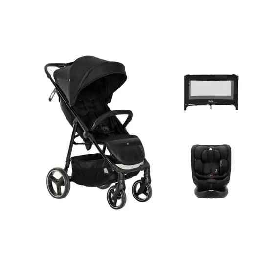 Baby Übernachtungs- & Babysitter-Bundle - Puck Flo Buggy | Qute Q-Break Easyfold Reisebett | Puck June Kindersitz