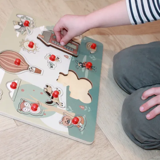 Jep! Kids Houten Knopjespuzzel - Garden - Multicolor