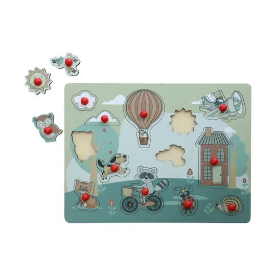 Jep! Kids Houten Knopjespuzzel - Garden - Multicolor