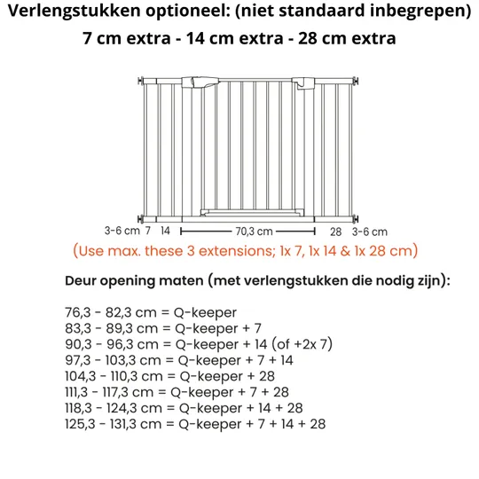 Qute Treppenschutzgitter – Q-Keeper  - 76-82cm